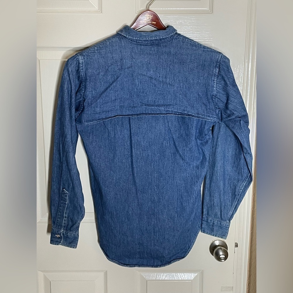 Vintage Polo Ralph Lauren  Denim Shirt/rain Flap Med​​​​​​​​​​​​​ - Picture 11 of 13
